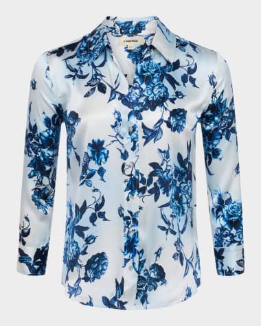 L'Agence Painterly Floral Dani Silk Blouse
