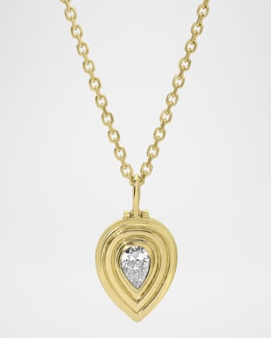 Anita Ko 18K Yellow Gold Pear Shaped Diamond Loulou Locket Necklace