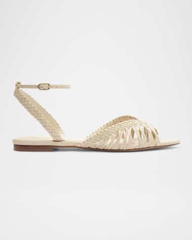 Alexandre Birman Agatha Braided Leather Flat Sandals