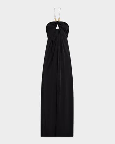 Ramy Brook Camryn Cutout Bead-Embellished Halter Gown