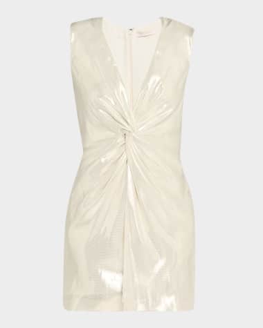 Ramy Brook Gisela Twist-Front Metallic Mini Dress