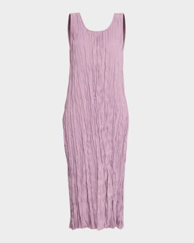Lafayette 148 New York Sleeveless Crinkled Scoop-Neck Midi Dress