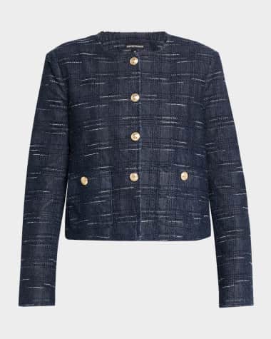 Emporio Armani Button-Down Denim Jacquard Jacket