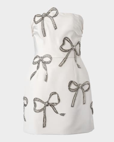 Carolina Herrera Crystal Bow Strapless Mini Dress