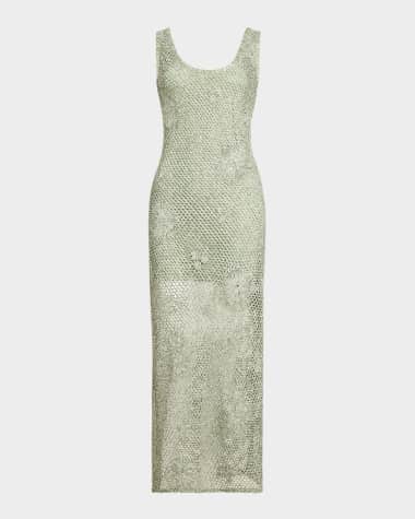 Ramy Brook Liliana Embroidered Crochet Midi Dress