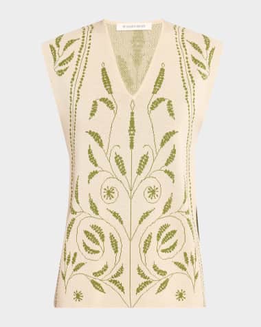 By Malene Birger Isolt Botanical Jacquard Knit Vest