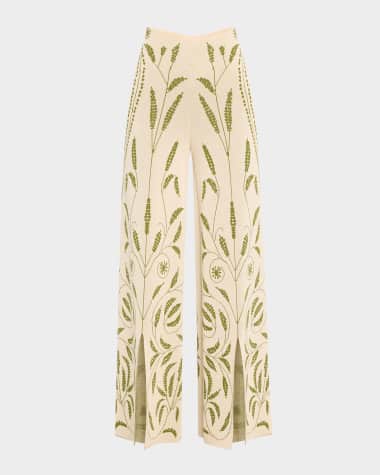 By Malene Birger Jorith Wide-Leg Botanical Jacquard Knit Pants