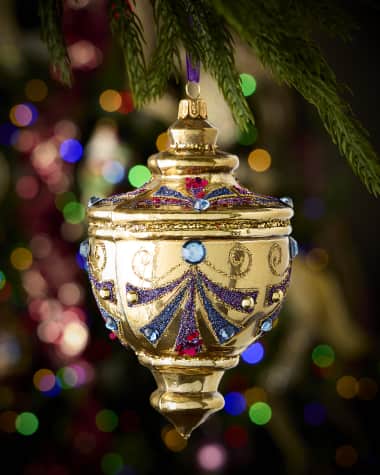 Neiman Marcus Gold Metallic with Plum Accent Ornament