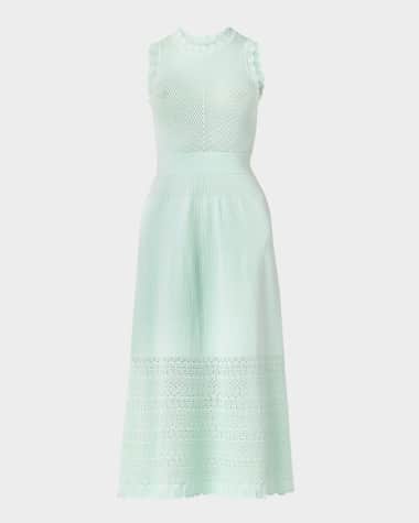 Shoshanna Brooke Scalloped Pointelle-Knit Midi Dress