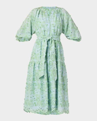 Shoshanna Denver Tiered Eyelet-Embroidered Midi Dress