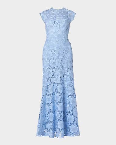 Shoshanna Raven Sleeveless Floral Lace Gown