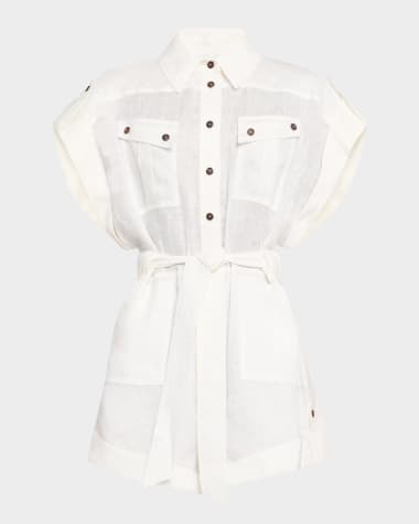 Zimmermann Rhiannon Cuffed Linen Romper