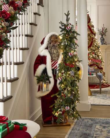 Ditz Designs By The Hen House Peppermint Cheer Black Santa, 57"