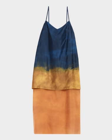 Jason Wu Collection Painted Stripe Organza-Layered Midi Slip Dress