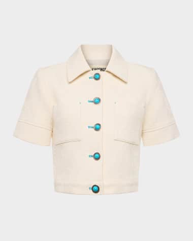 L'Agence Chita Floral Embossed Short-Sleeve Jacket