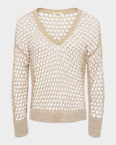 L'Agence Nashwa Embellished V-Neck Sweater