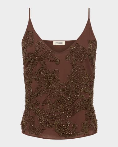 L'Agence Kass Embellished V-Neck Cami
