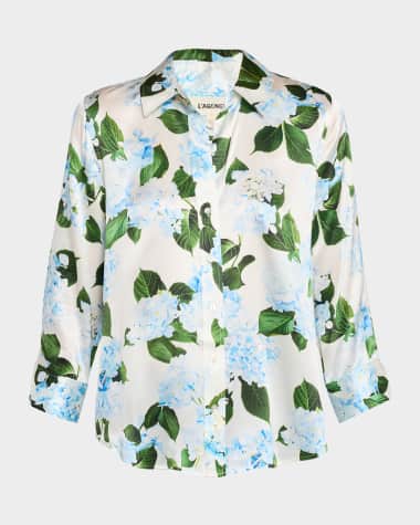 L'Agence Dani Hydrangea Silk Blouse