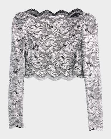 Rabanne Haut Metallic Floral Lace Crop Top