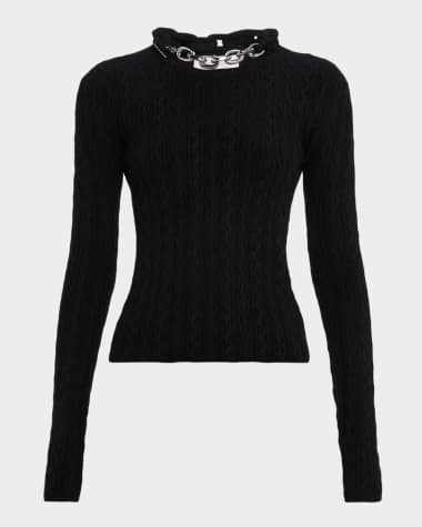 Rabanne Chain-Collar Wool-Cashmere Sweater
