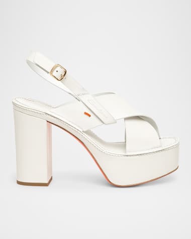 Santoni Tropez Leather Crisscross Platform Sandals