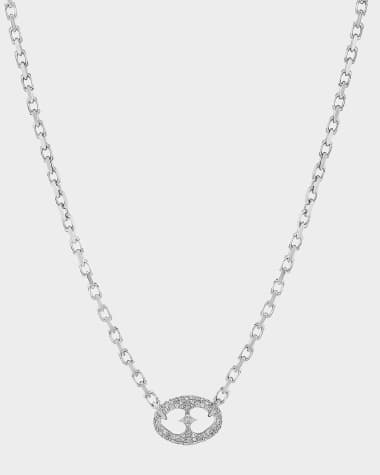 Sheryl Lowe Diamond Puffy Heart Mariner Link Necklace