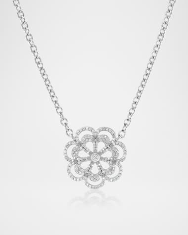 Sheryl Lowe Diamond Daisy Connector on Link Chain Necklace