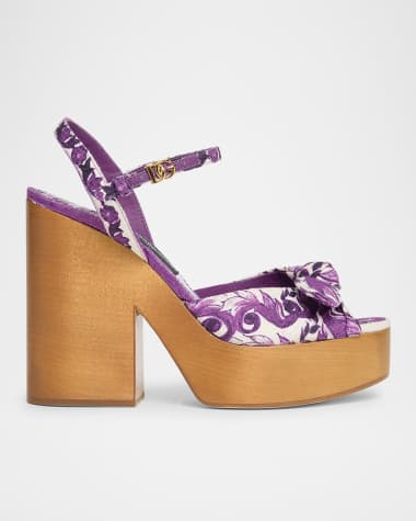 Dolce&Gabbana Maiolica Printed Knot Platform Sandals
