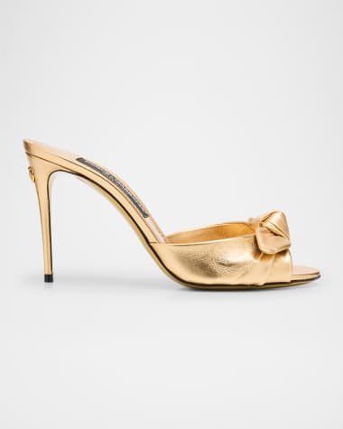 Dolce&Gabbana Metallic Knot Stiletto Slide Sandals