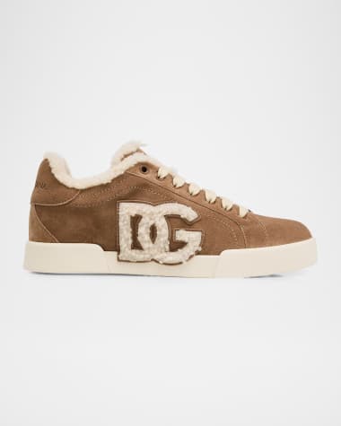 Dolce&Gabbana Portofino Shearling-Lined Low-Top Suede Sneakers