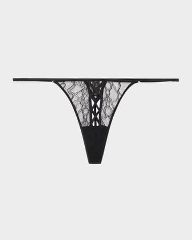 Kiki De Montparnasse Precieuse Low-Rise Lace & Charmeuse G-String