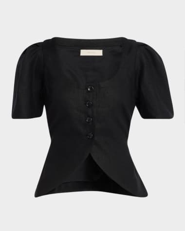 Faithfull the Brand Audrey Fitted Linen Top