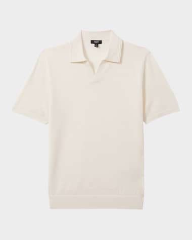 Reiss Men's Duchie Merino Wool Open Collar Polo Shirt