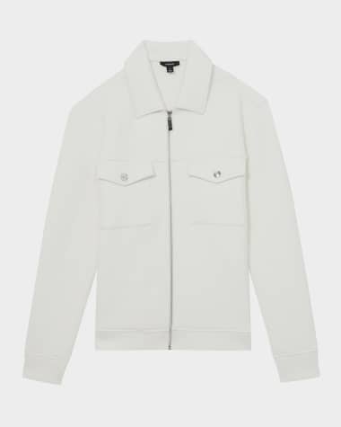 Reiss Men's Bowen Jersey Ribbed Zip Overshirt