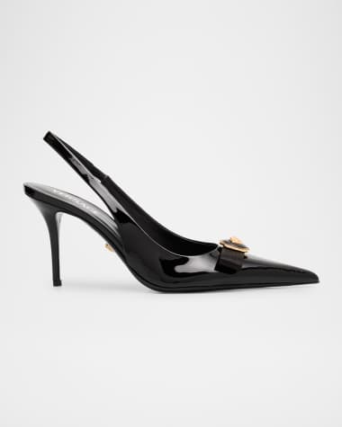 Versace Gianni Ribbon Medusa Patent Slingback Pumps