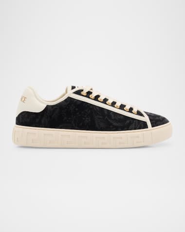 Versace La Greca Embroidered Low-Top Sneakers