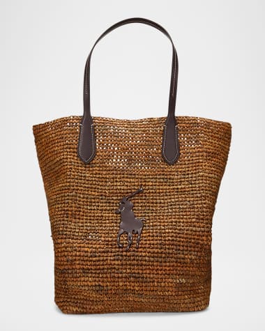 Polo Ralph Lauren Large North-South Raffia Tote Bag