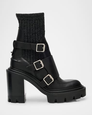 Christian Louboutin Cortinetta College Red-Sole Ankle Boots