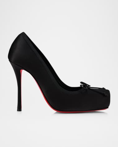 Christian Louboutin Cassia Satin Red-Sole Ballerina Pumps