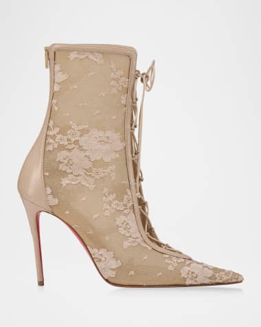 Christian Louboutin KM Lace Red-Sole Booties
