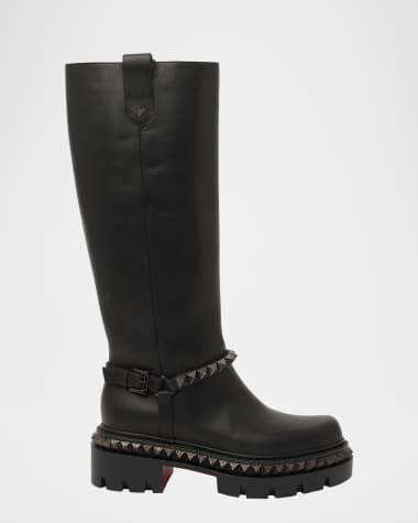 Christian Louboutin Marinetta Pyraclou Leather Red Sole Knee-High Boots