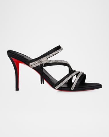 Christian Louboutin Meryl Zip Strass Satin Red Sole Sandals