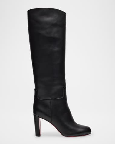Christian Louboutin Loo Botta Leather Red Sole Knee Boots