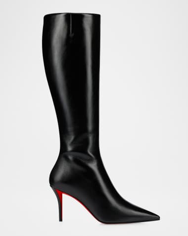 Christian Louboutin Miss Z Botta Leather Knee-High Red Sole Boots