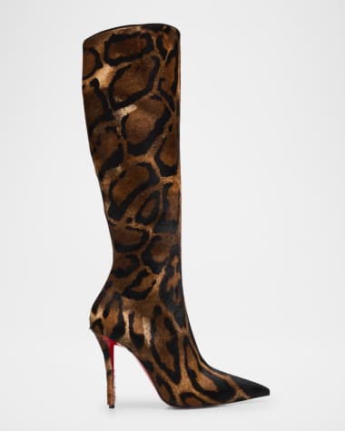 Christian Louboutin Miss Z Botta Cheetah Calf Hair Knee-High Stiletto Boots