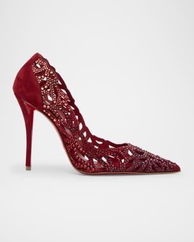 Christian Louboutin Lasera Strass Suede Red Sole Pumps
