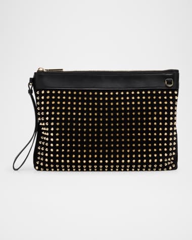 Christian Louboutin Funky Spike Pouch Bag in Suede