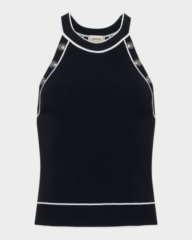 L'Agence Rosemary High-Neck Button Tank Top
