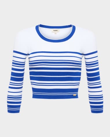 L'Agence Yukio Stripe Crewneck Crop Top