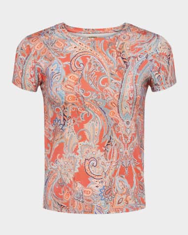 L'Agence Ressi Short-Sleeve Paisley Tee